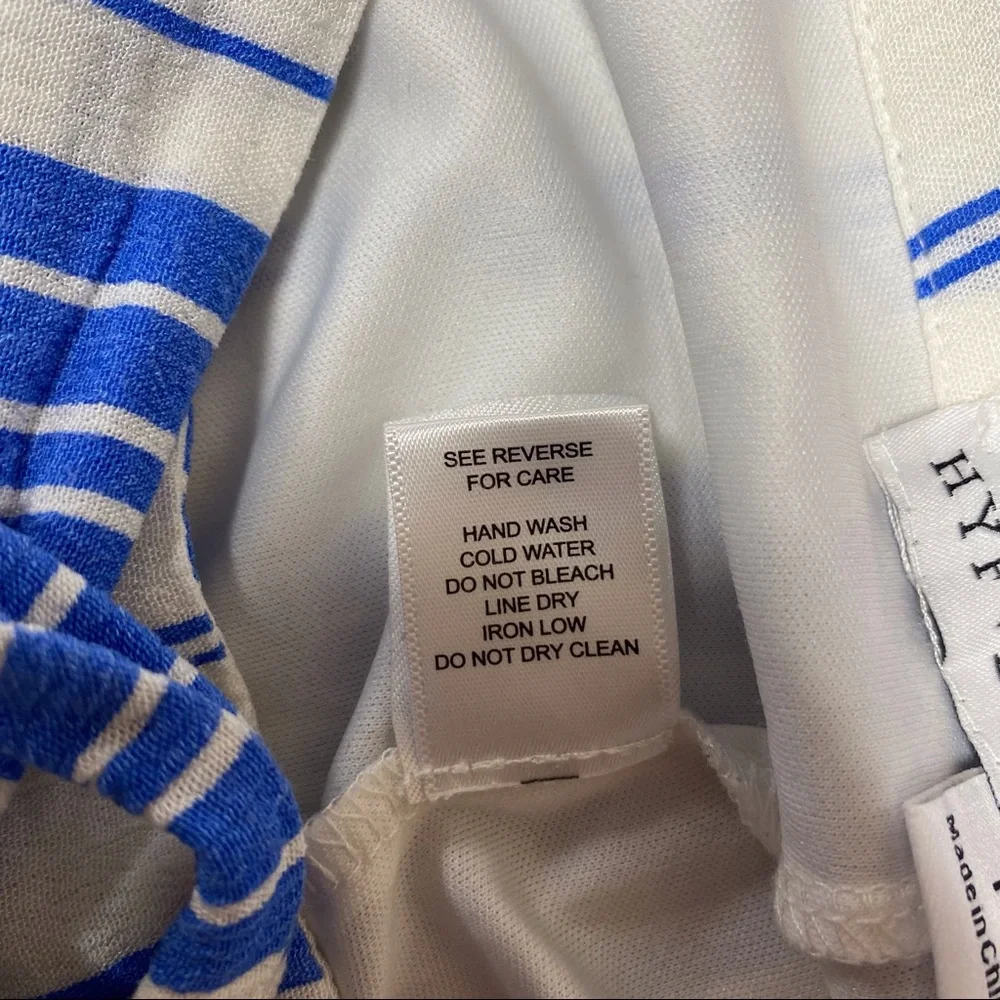 HYFVE Split Front Chic Striped Pants in Blue Stripe. - Picture 9 of 10